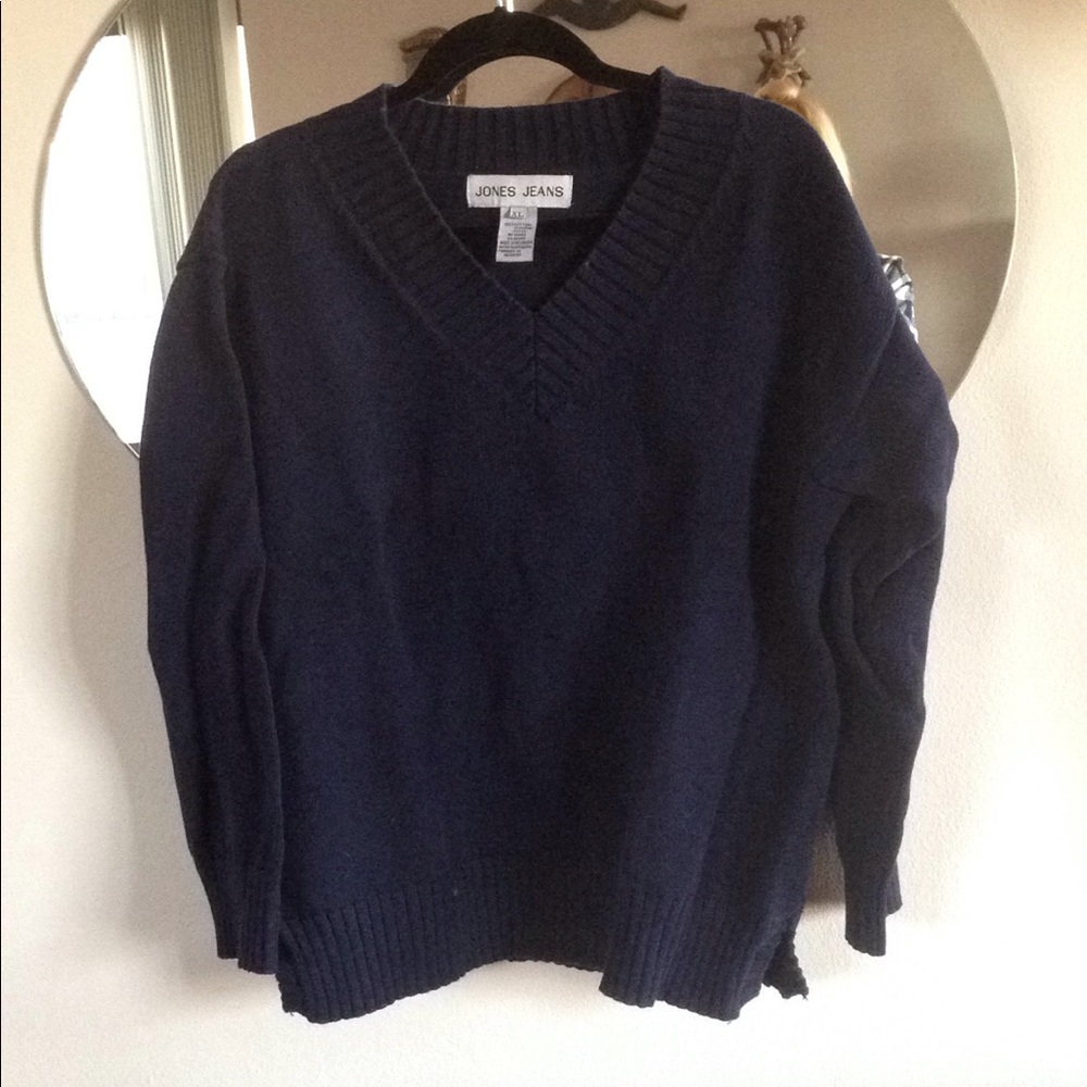 Navy blue V-neck sweater